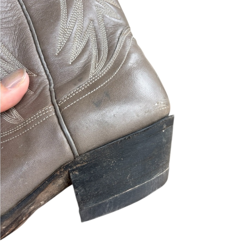 Nocona Womens Vintage grayish Leather Western Boots with Stitch Detail sz 7 used - Picture 11 of 12